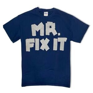 mr fix it graphic tee navy blue vintage style shirt mens medium